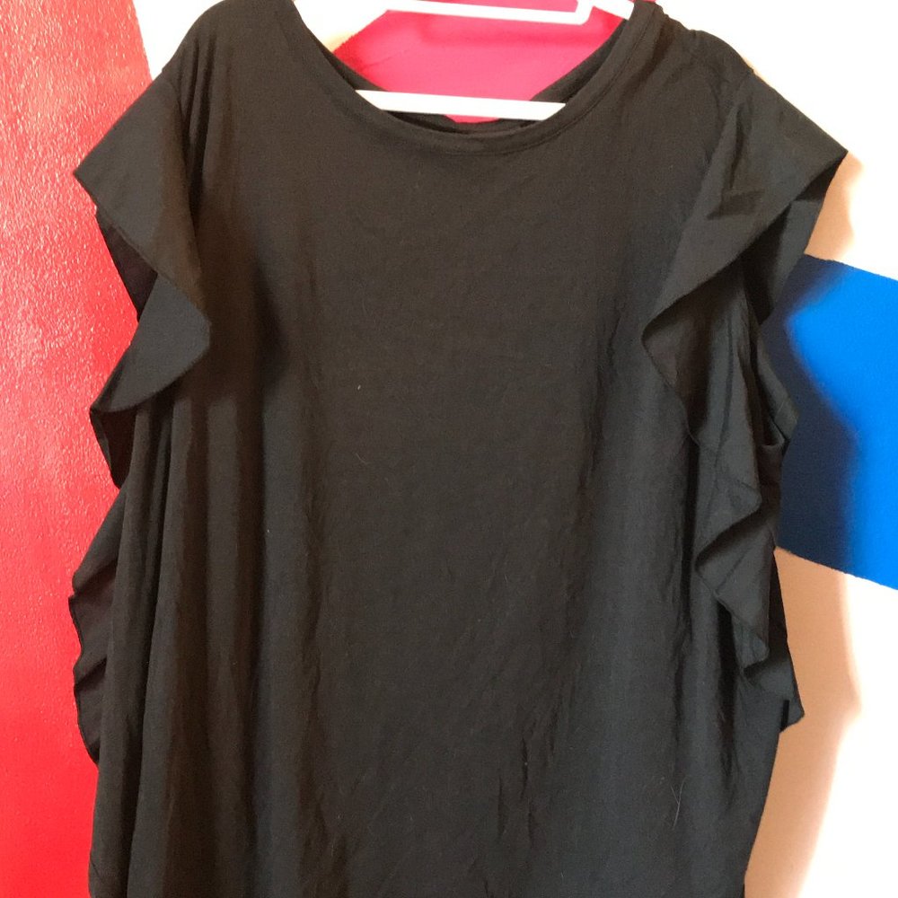 LAST ONE-Black Ruffled Blouse
